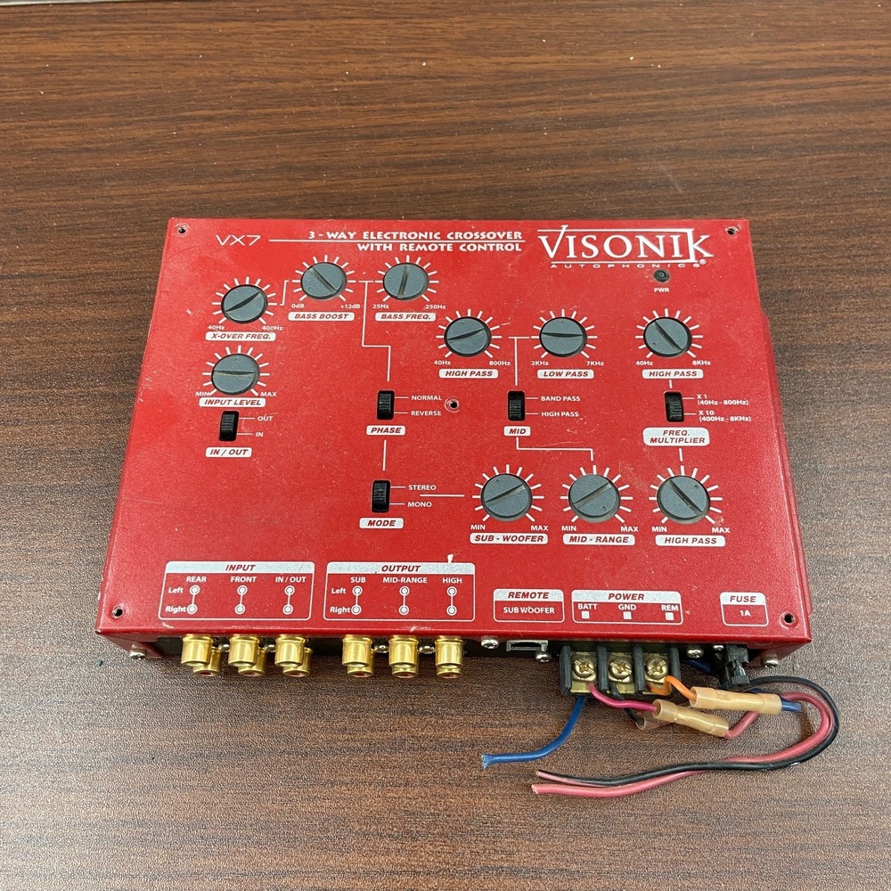 Visonik VX7 3-Way Electronic Car Audio Crossover RCA Made in Korea - Red